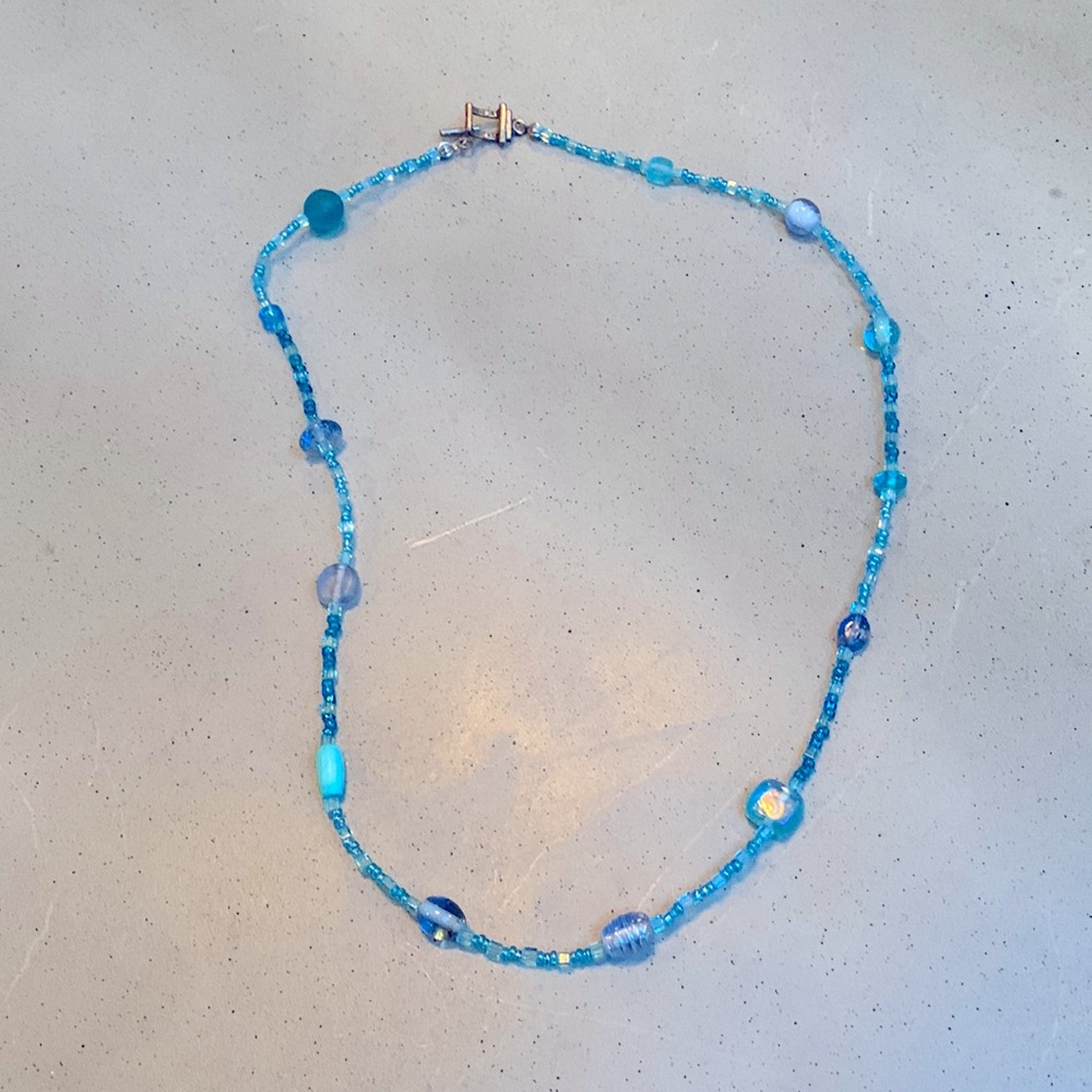 Blue beaded necklace
